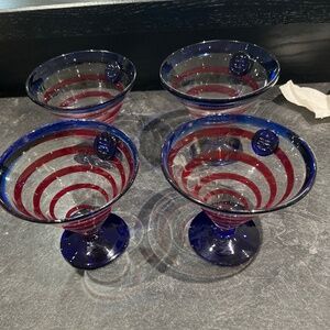 4 hand blown martini glasses from Mexico
